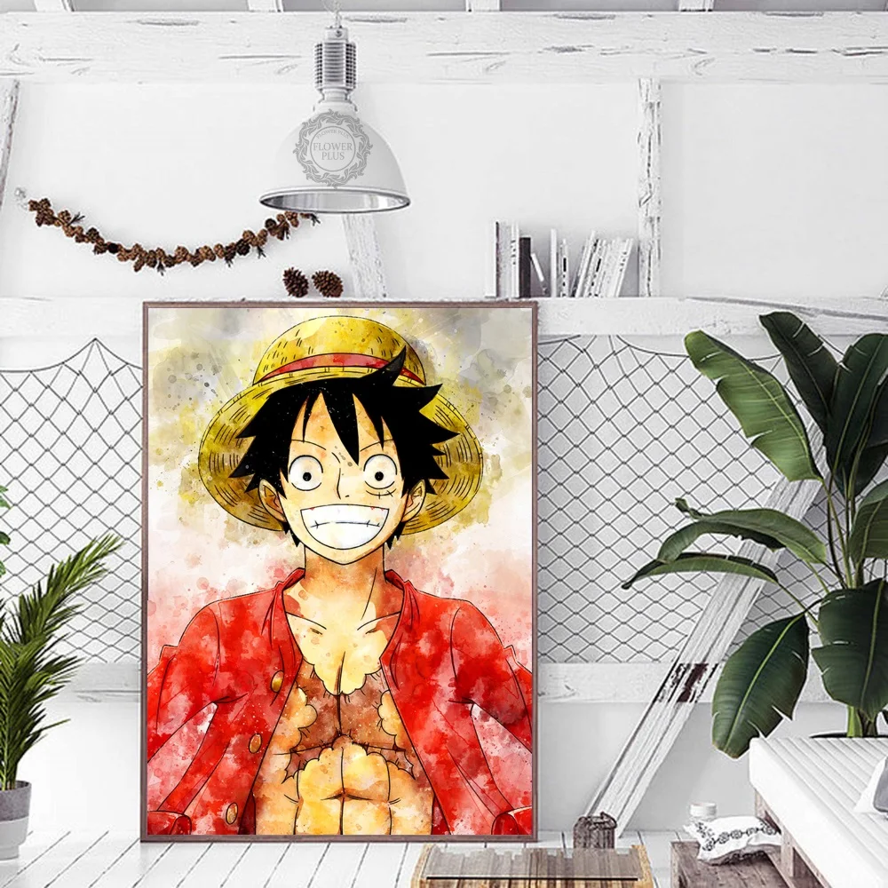 Модульная печать картины Домашний декор 1 шт. цельный Луффи Эйс Сабо аниме офис