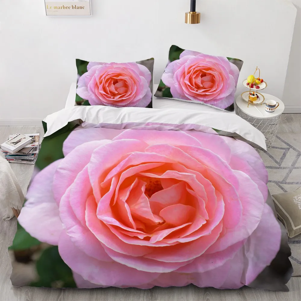 

3D Flower Bedding Set Custom Design Black Quilt Cover Sets Rose Comforther Cases Pillow Covers 200*230cm Full Twin Double Size