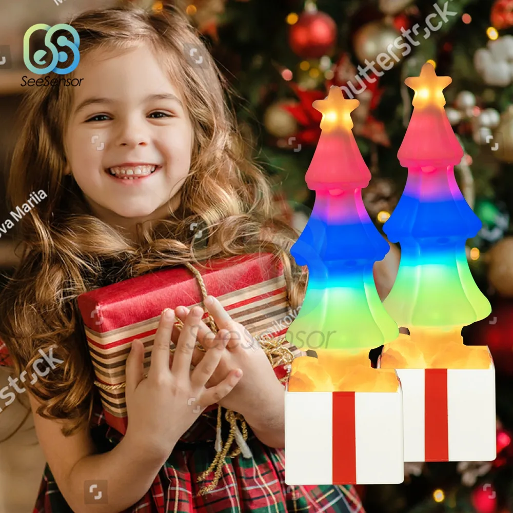 USB красочный эффект LED 3D Рождественская елка свет Кристалл соль камень лампа
