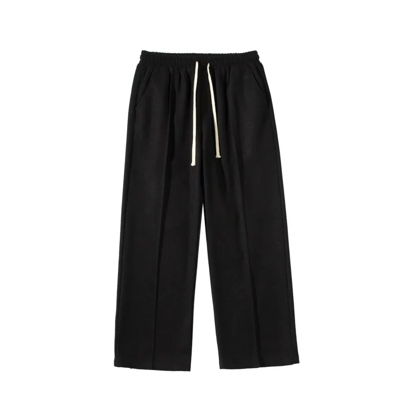 

Winter Thick Woolen Pants Men's Fashion Casual Wide-leg Pants Men Streetwear Loose Korean Style Straight Trousers Mens M-5XL