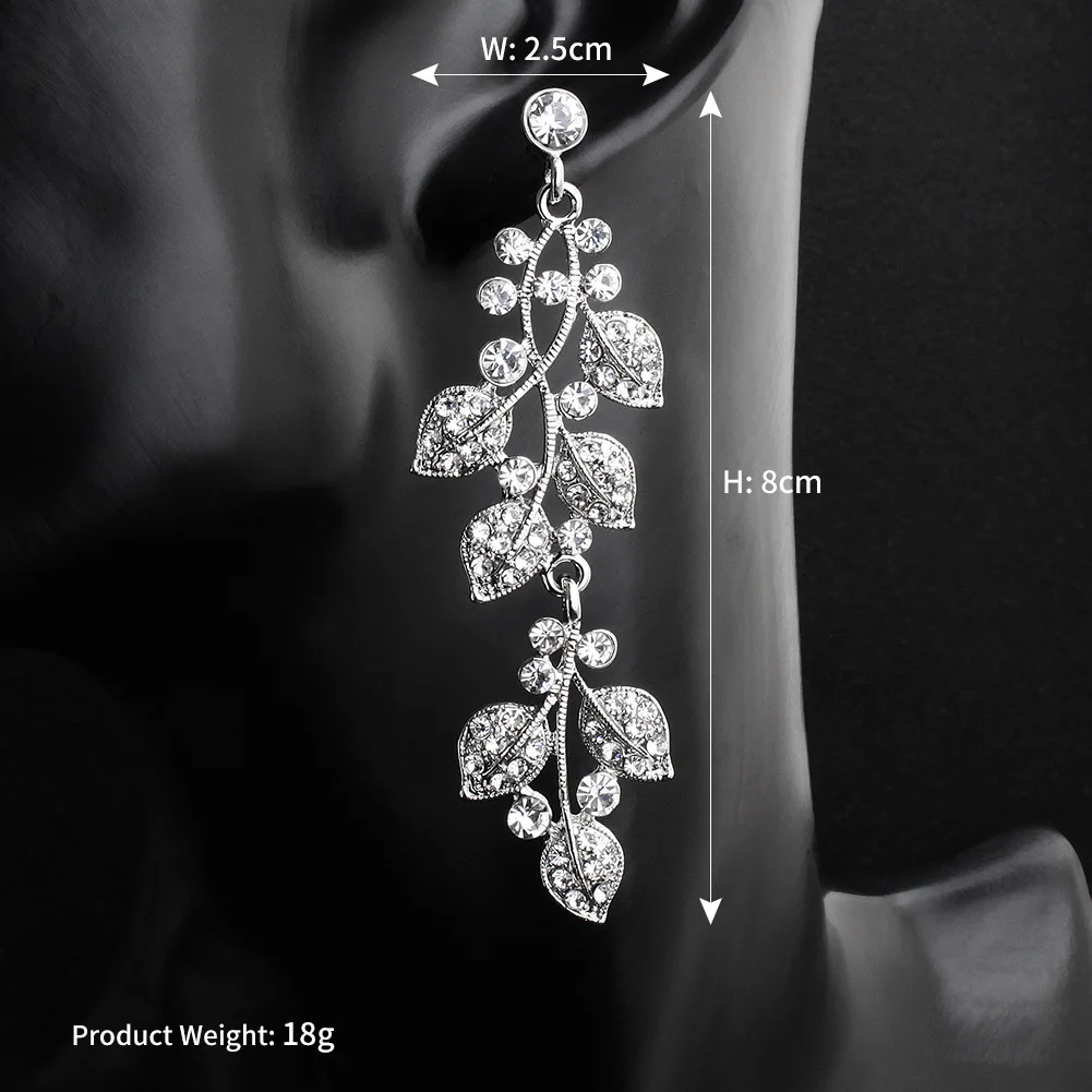 

Fashion Bohemia Style Tree Leaf Dangle Earring 2021 Exquisite Women AAA Zircon Earring Elegant Lady Wedding Engagement Jewelry