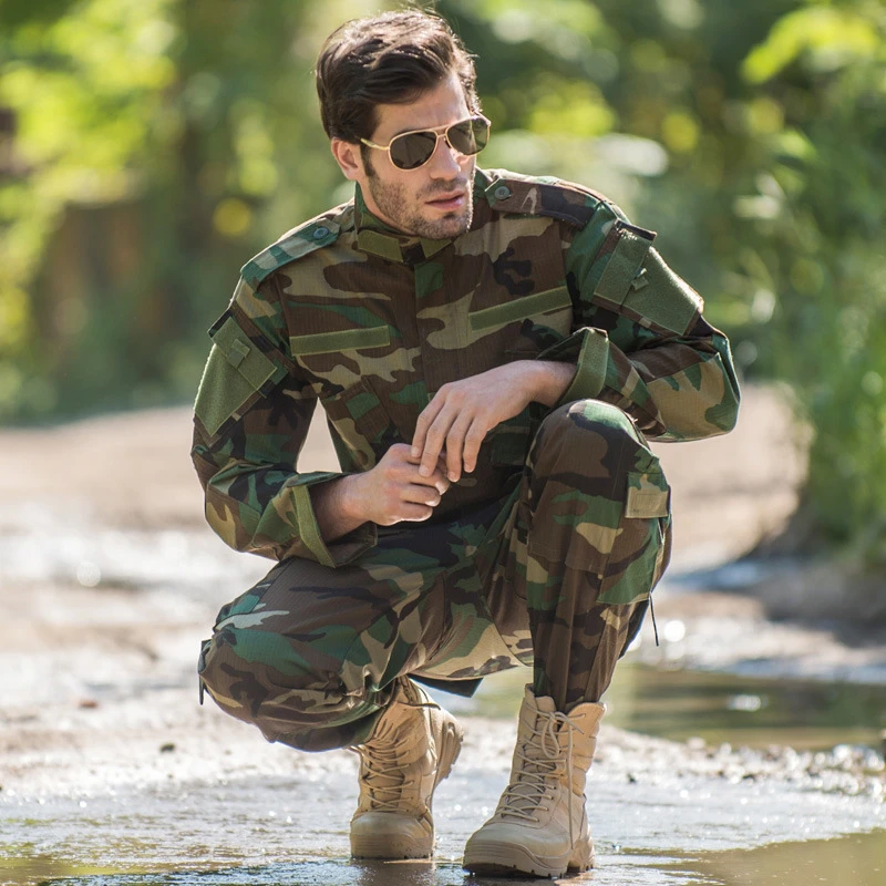 Camouflage set1 8 видов цветов камуфляжная военная форма армии костюм для Для мужчин тактический бой рубашка спецназ Солдат мужского размера плюс, комплект со штанами - Цвет: Camouflage set1