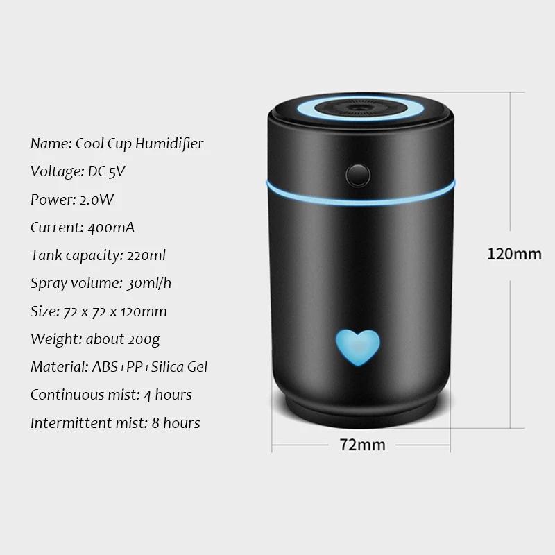USB увлажнитель воздуха 220 мл арома диффузор светодиодные ночники эфирные масла