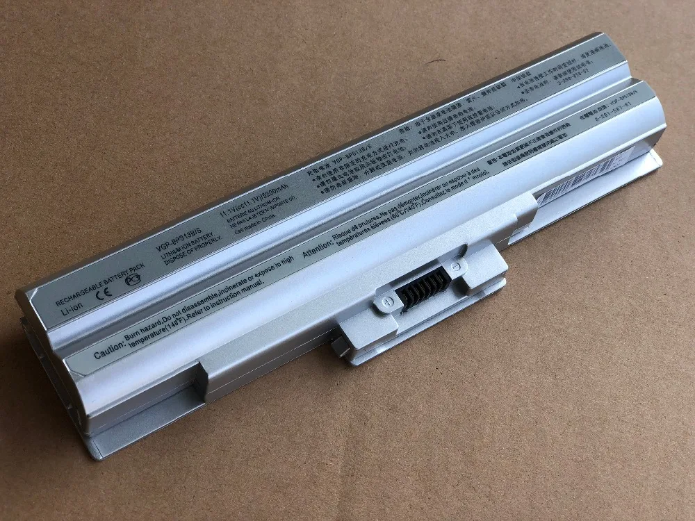 Новый серебристый Аккумулятор для ноутбука с 6 ячейками SONY VAIO SR серия VGN FW VGP-BPS13