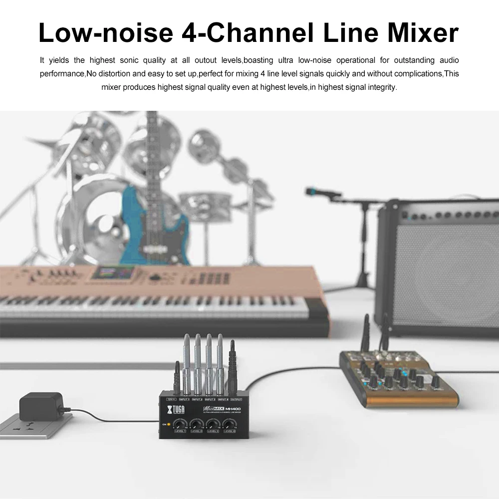 XTUGA 4 Channel Sound Mixer Professional Ultra LowNoise Audio Sound