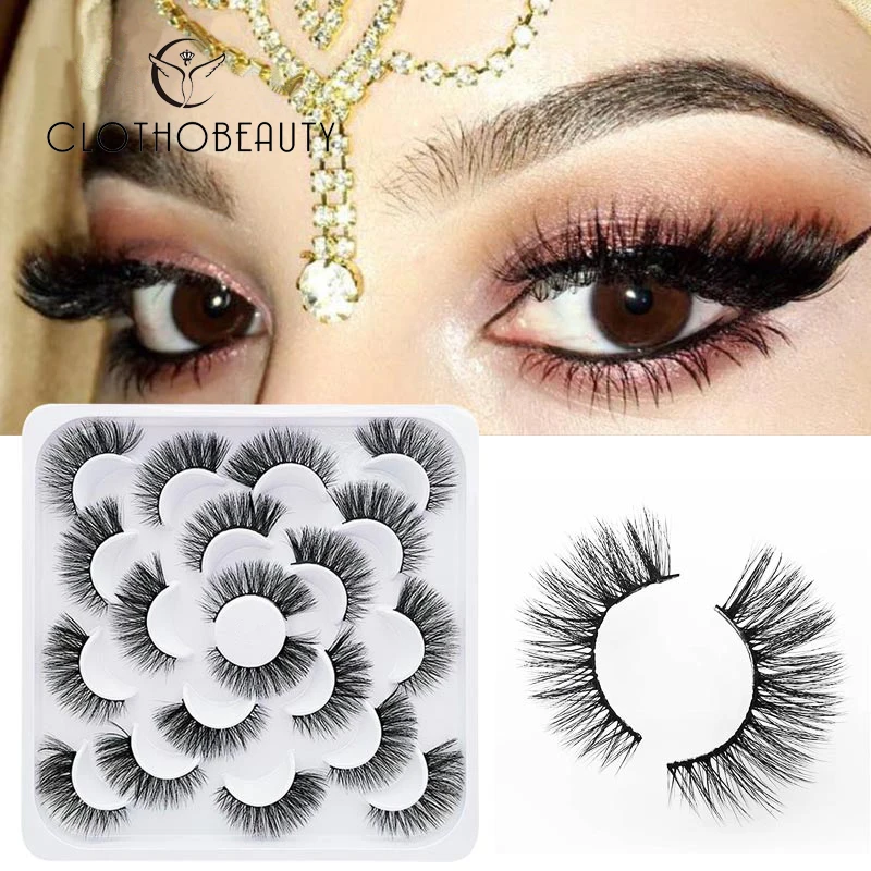 Mink eyelashes 3d mink hair eyelashes10 pairs long makeup 3d faux nature fake lashes extension false eyelashes Wholesale(10P