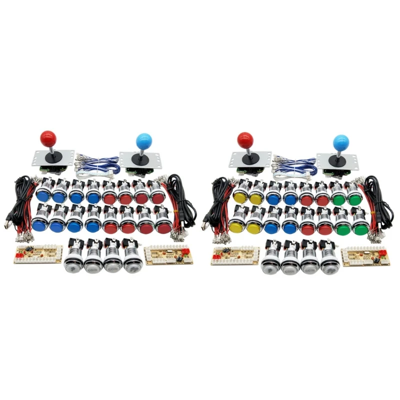 

DIY Arcade Game Joystick Kit Zero Delay USB Encoder to PC 5V LED Chrome Push Button 1/2 Player COIN Button