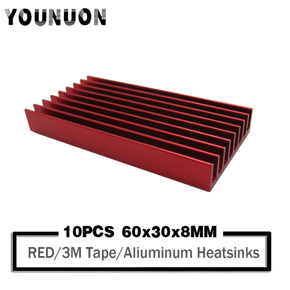 10 шт. YOUNUON 60x30x8 мм Алюминий радиаторы BTC USB ASIC шахтер Вентилятор охлаждения