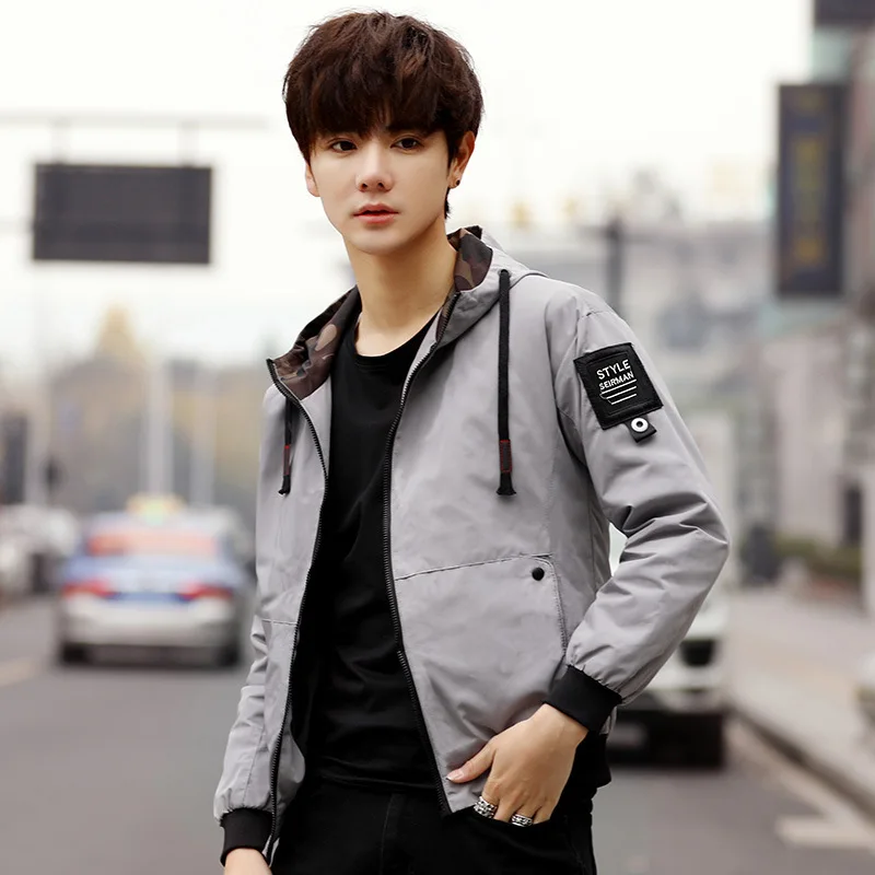 2019 Мужская Новая модная бейсбольная куртка с капюшоном сзади камуфляжная