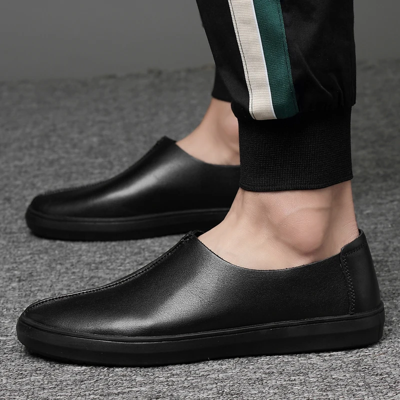 Дышащие мужские лоферы из натуральной коровьей кожи модные мокасины ручной