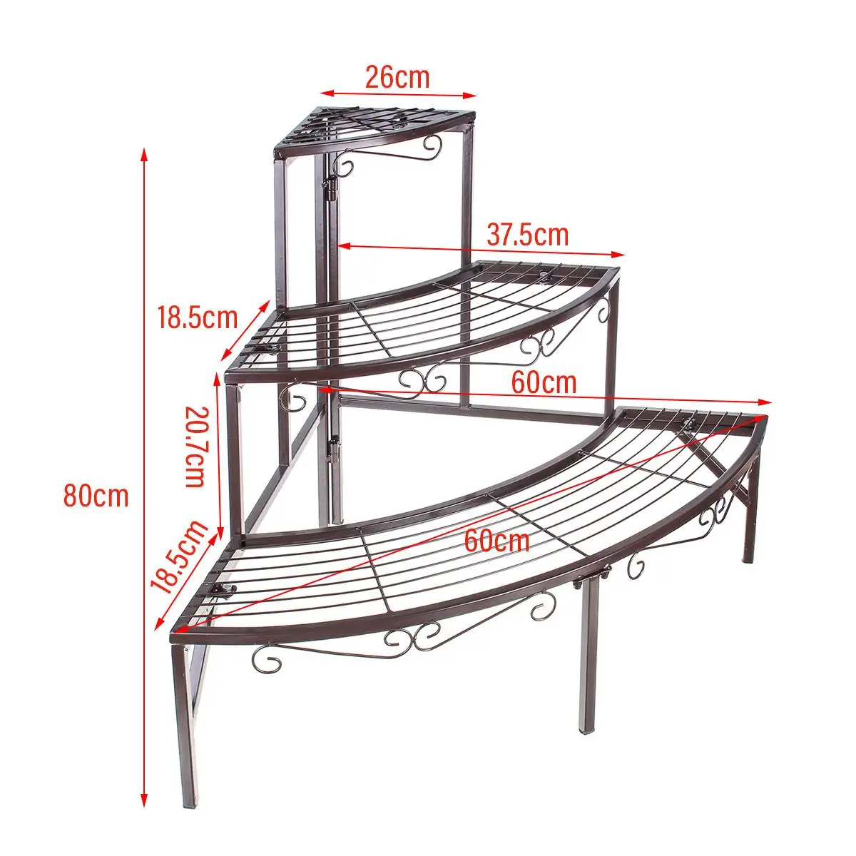 

3 Tier Fan Shape Metal Plant Stand Flower Rack Pot Storage Rack Display Shelf Holder Home Indoor Outdoors Decor Garden Balcony