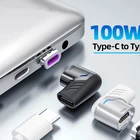 Магнитный адаптер с Usb C на Type C, 100 Вт, магнитный преобразователь для быстрой зарядки, магнитный кабель, коннектор Usbc под прямым углом для IPad, MacBook