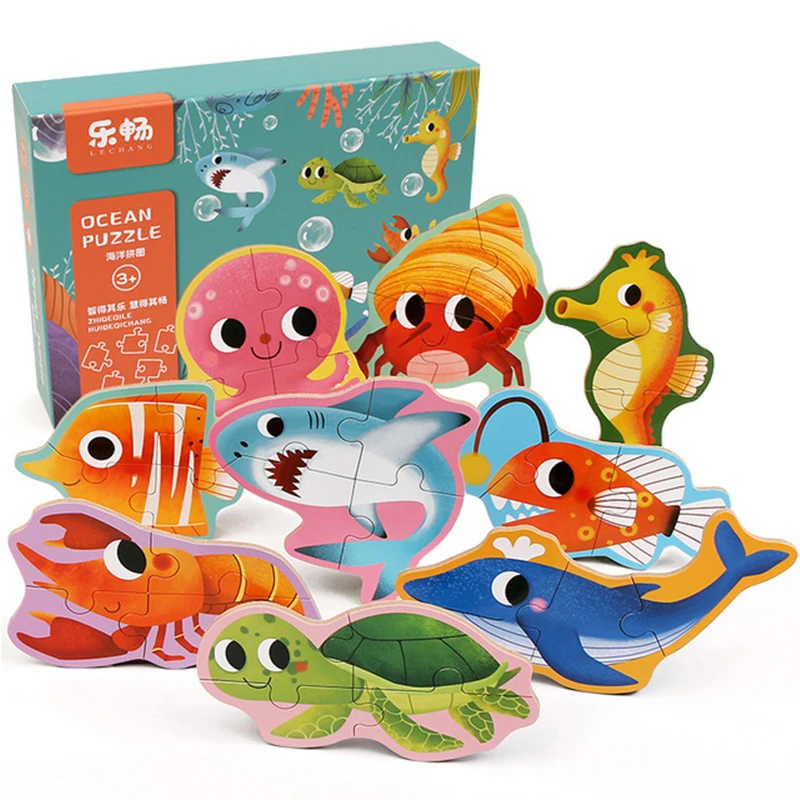 Новые деревянные игрушки головоломки большого размера для детей Мультяшные