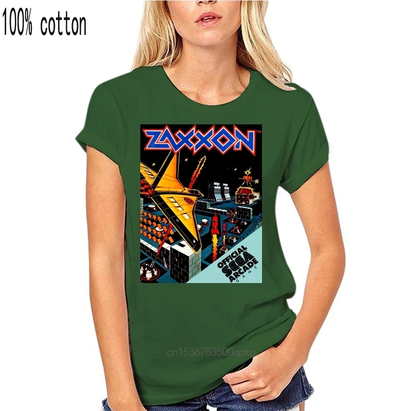 

Summer Short Sleeves Cotton T-shirt S-3xl Sale On Zaxxon T-shirt retro vintage arcade video game 1980's black cotton graphic
