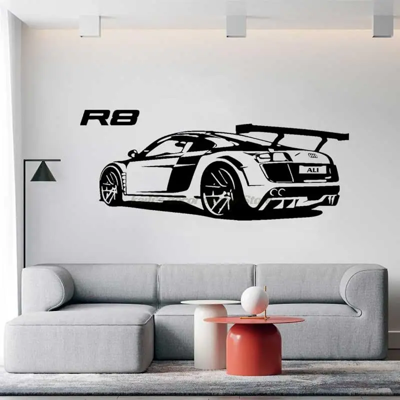 

Customizable personality name R8 super car vinyl wall sticker luxury car sports car lovers dormitory home decoration sticker 20