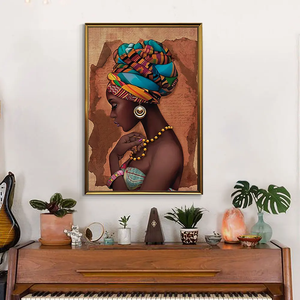 African Art Black and Nude Woman Oil Painting on Canvas Cuadros Posters and Prints Scandinavian Wall Art Picture for Living Room 3