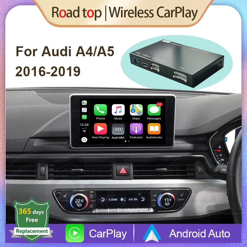 Wireless Apple CarPlay Android Auto Decorder for Audi A4 A5 2016-2019, with MirrorLink AirPlay Car Play USB HDMI Rear Camera BT