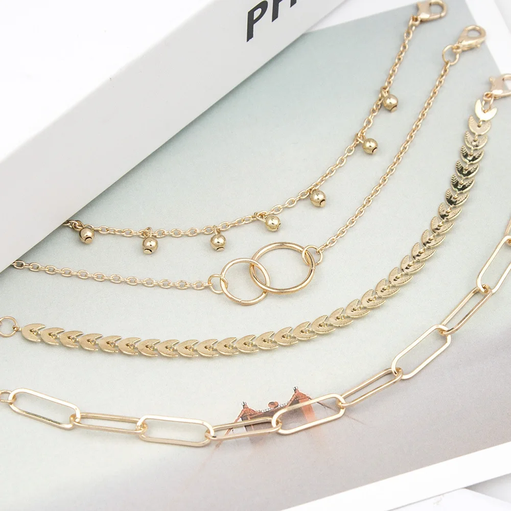 

4pcs/sets Fashion Bohemian Gold Color Bracelets for Women Charming Alloy Metal Party Bangle Jewelry Gift Accessories