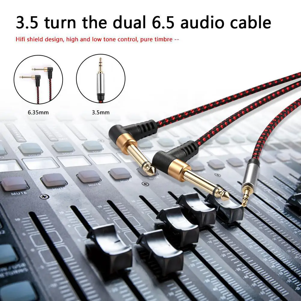 Угловой аудиокабель с разъемом Mini Jack 3 5-Dual 1/4 &quotJack для усилителя колонки ТВ ПК