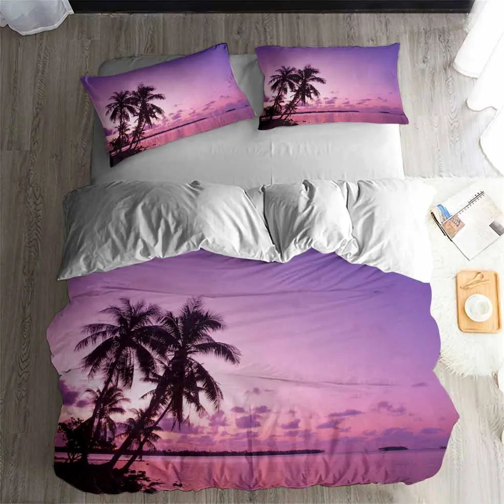 

HELENGILI 3D Bedding Set Beach Coconut tree Print Duvet cover set bedclothes with pillowcase bed set home Textiles