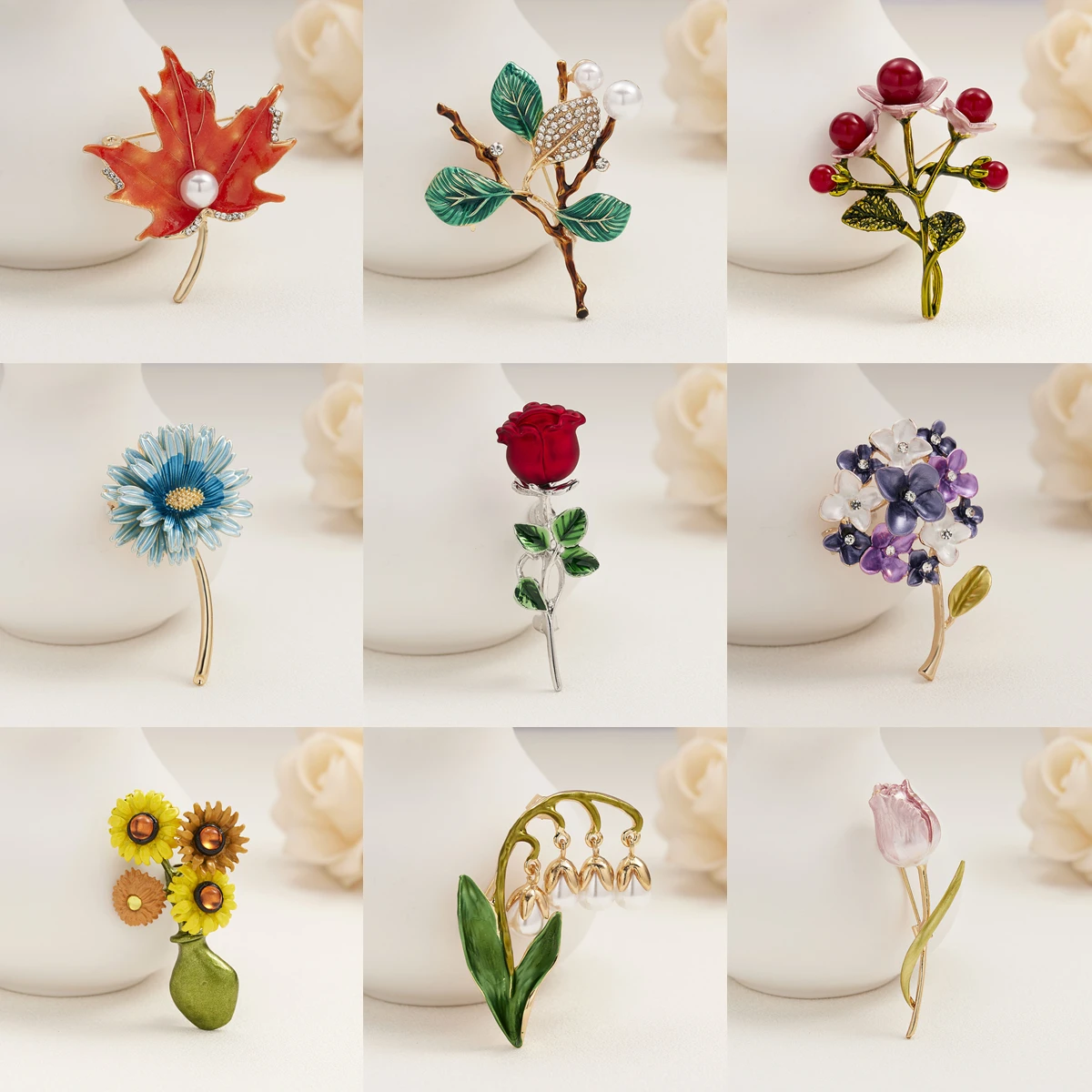 

Vintage Flower Leaves Pearl Brooch Pins Plant Brooches For Women Fashion Jewelry Party Clothing Accessories Elegant Female Gift