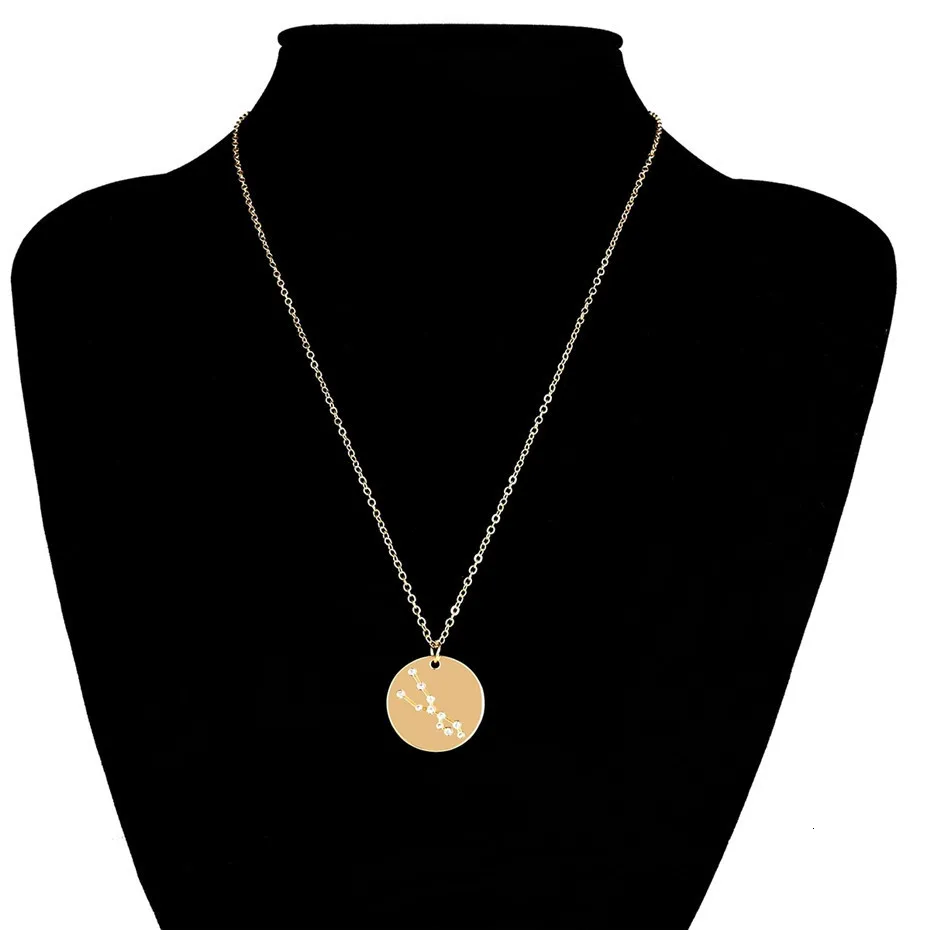 Ingemark 12 Zodiac Constellations Pendant Choker Necklace Birthday Gift Personalized Crystal Leo Libra Women Long Chain Necklace