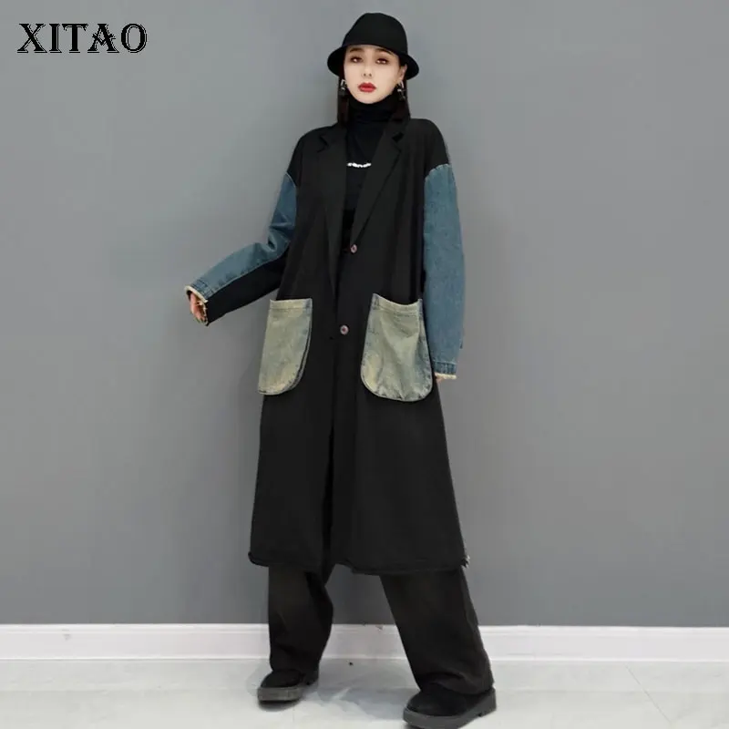 

XITAO Two Piece Set Women Fashion New Full Sleeve Pocket Goddess Fan Top Elastic Waist Full Length Pants 2021 Minority WMD3994