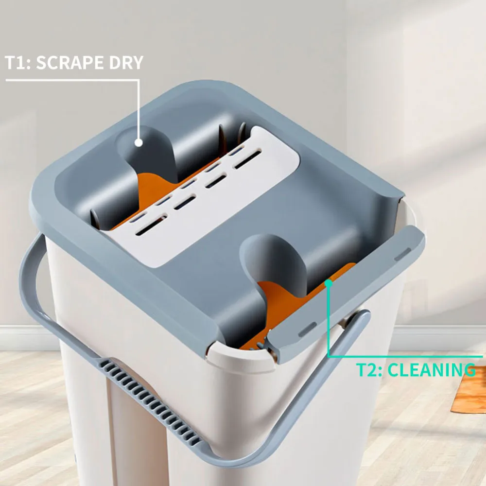 

Magic Cleaning Mops Free Hand Spin Cleaning Microfiber Mop With Bucket Flat Squeeze Spray Mop Home Kitchen Floor Clean Tools