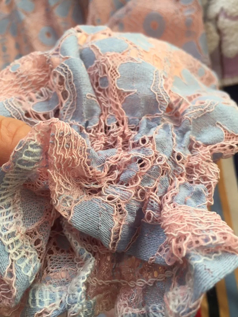 

MUMUZI 2019 Spring Women Lace Shirt Sweet Tie Floral Lace Blouse Lady Long Sleeve Round Neck Elegant Blouses Blusas Top