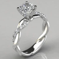 classic engagement metal twisted rings for women aaa white cubic zircon female rhinestone wedding band festival gift