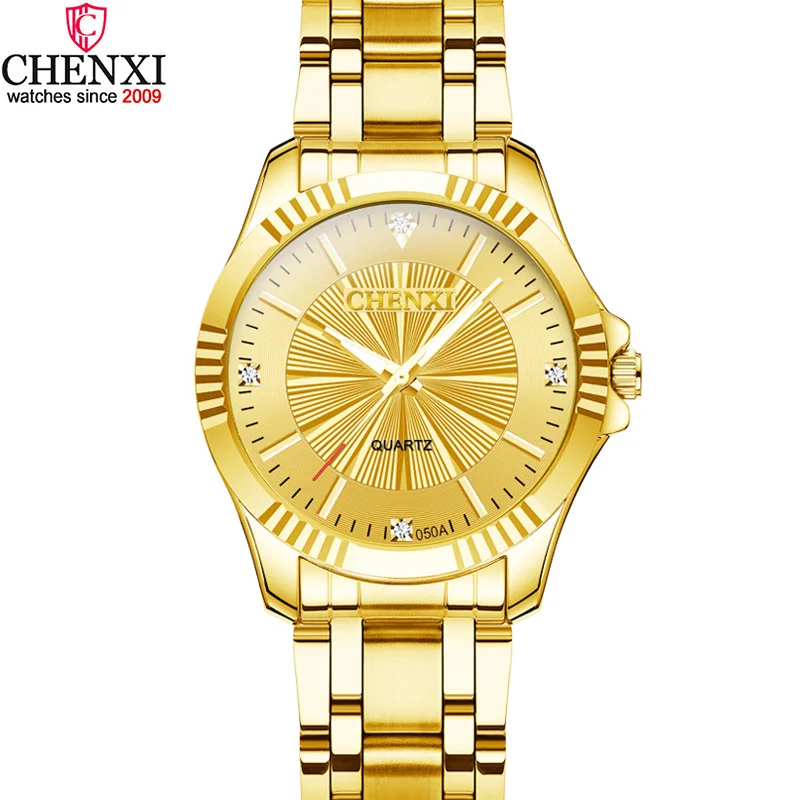 Женские наручные часы CHENXI брендовые золотистые водонепроницаемые