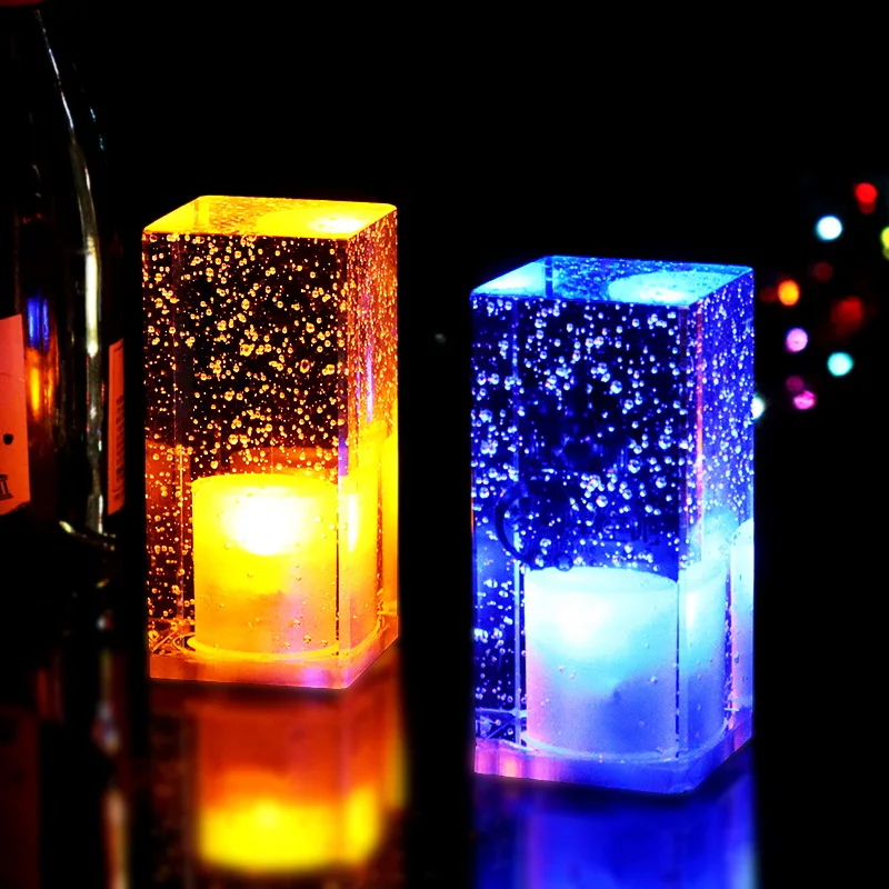 

Creative LED Rechargeable Bar Table Lamp Restaurant Cafe Home Night Light Colorful Atmosphere Crystal Lamp Holiday Gift 2021 New