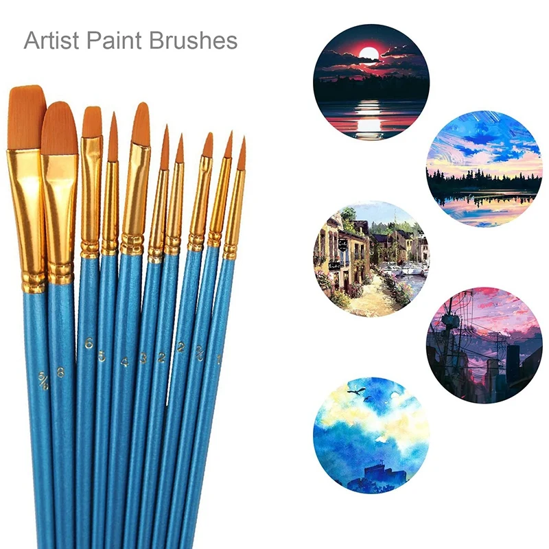 

100 Pieces Paint Brush Set Professional Paint Brushes Artist for Watercolor Oil Acrylic Painting (10-Pack 100PCS)
