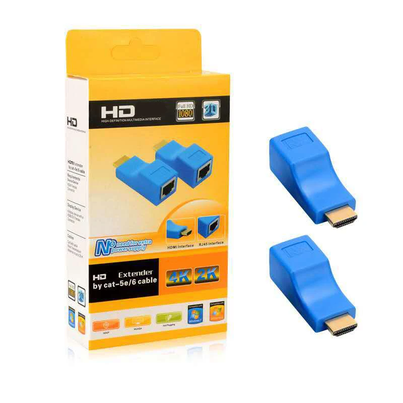 

HDMI-compatible Extender 1080P RJ45 Ports LAN Network HD Extension 30m Over CAT5e/6 UTP LAN Ethernet Cable for HDTV Monitor