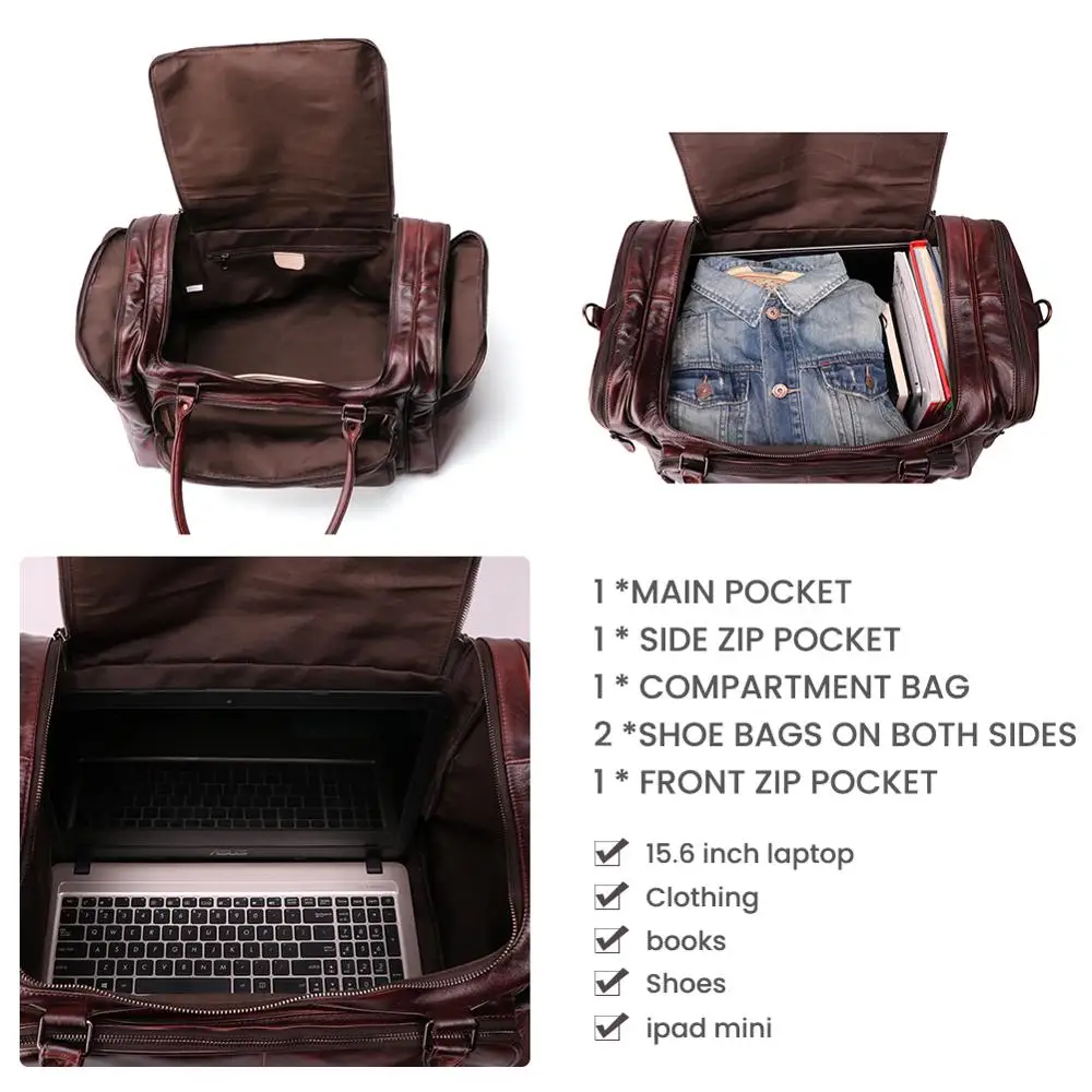 Мужская Дорожная сумка JOGUJOS из натуральной кожи винтажный вещевой мешок чемодан