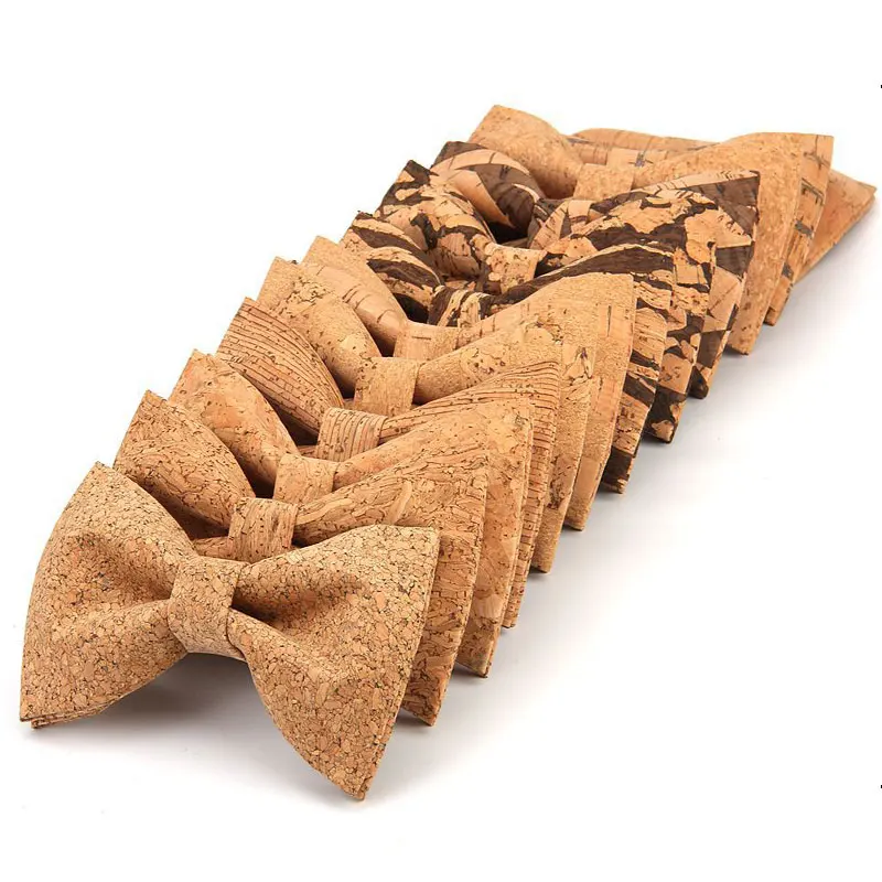 

YISHLINE NEW Cork Wood Men's Bow Tie Wooden Bow Ties Novelty Handmade Solid Bowtie For Men Wedding Party Accessories Neckwear