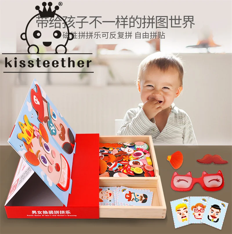 

Kissteether новые детские игрушки Монтессори деревянная головоломка Мультяшные Животные головоломки доска обучающая игрушка для детей