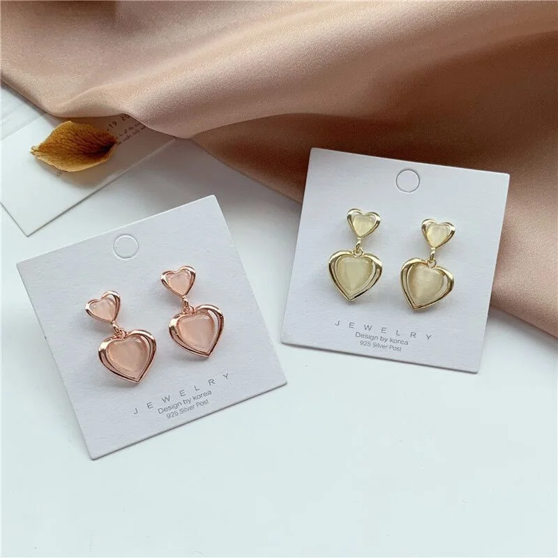 

Fashion Love Heart Shape Dangle Earrings Elegant Temperament Ear Jewelry