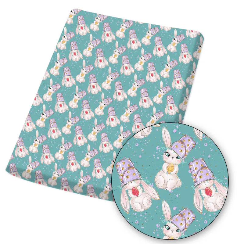 

Easter Egg Bunny Fabric Polyester Cotton Printed Fabric DIY Sewing Bag Mask Home Textile Garment Material 45*145cm/pc 80g
