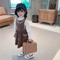 Girls Suit Long-Sleeved Turtleneck Blouse and Corduroy Sundress 2020 AutumnWinter new Childrens Wear Childrens Dresses
