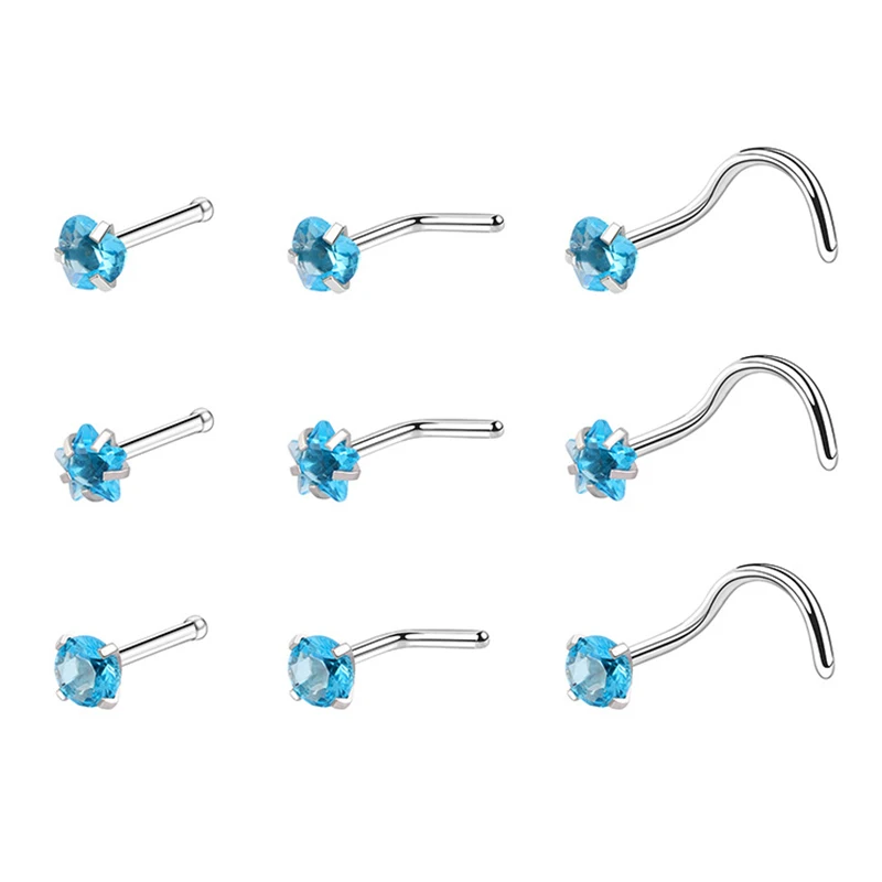

3 Piece/Set Stainless Steel L Shape Nose Stud Pack 15g Crystal Straight Stud Nose Ring Set Nose Stud Lot Piercing Nariz Pin