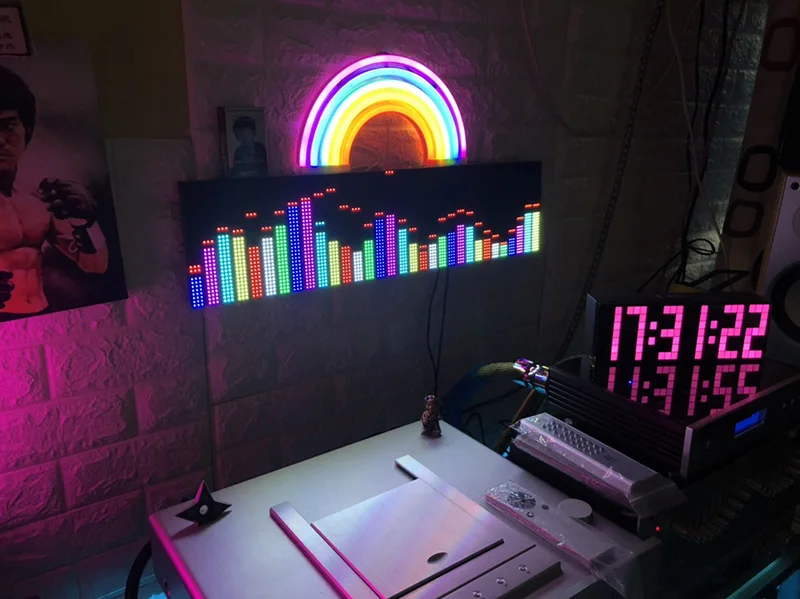 

New Arrival AS128 Full Color RGB Music Spectrum Display Screen KTV Stage LED Rhythm Lamp 64 Mode DIY Kit Funny Cool Toy