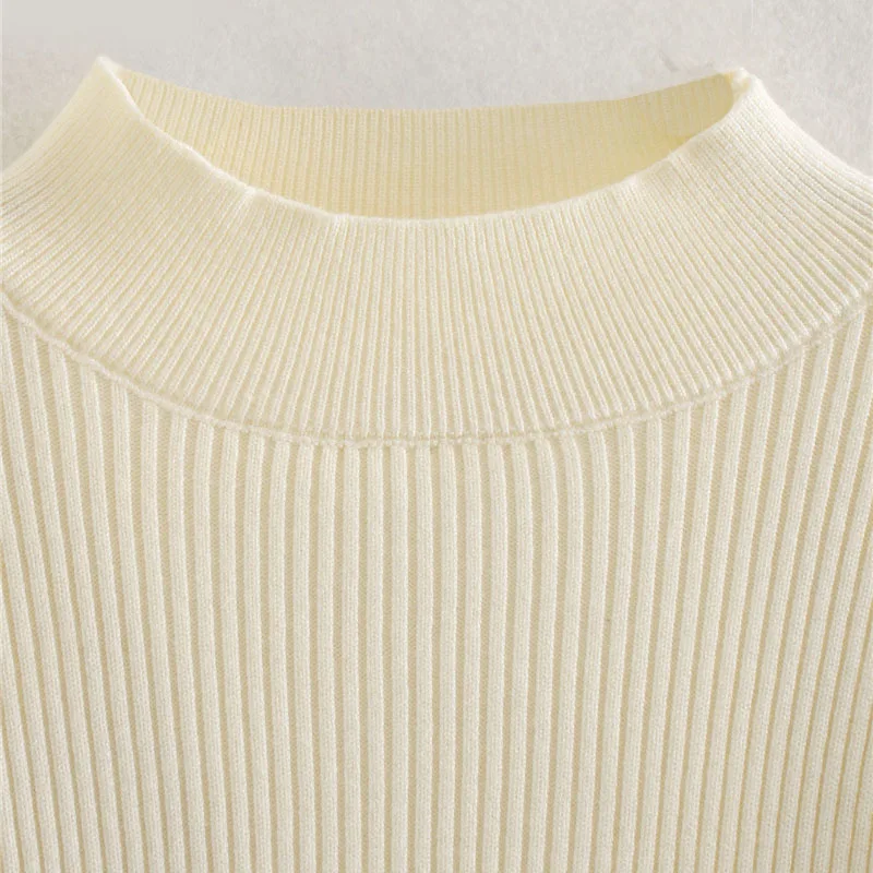 

Cropped Sweater Women Sexy Backless Knitted Pullover Vintage Solid Turtleneck Jumpers Lady Slim Long Sleeve Sweaters Streetwear