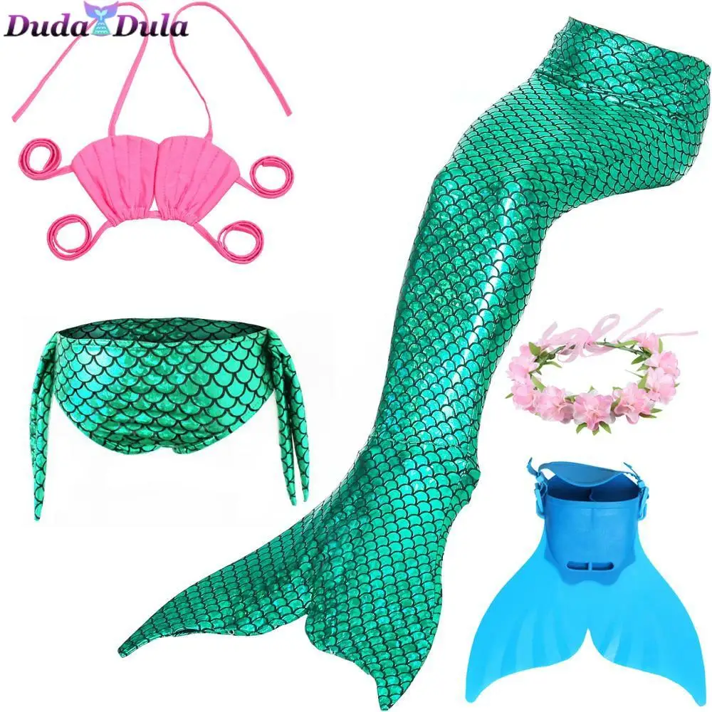 

Children Swimming Mermaid Tail Bikini Set with Monofin Flipper Costumes Cosplay Swimsuit Bathing Suit for Girl Children Swimsuit