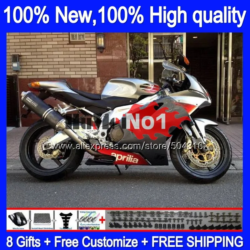 

Body For Aprilia RSV1000R Mille RV60 RSV1000RR RSV 1000 Silver black 8MC.70 RSV1000 R RR 2003 2004 2005 2006 03 04 05 06 Fairing