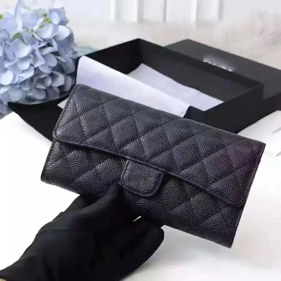 

Luxury Female Wallet Designer Famous Brand And Calfskin Leather Wallet 2021 New Caviar Long Wallet High Quality Free Shipping