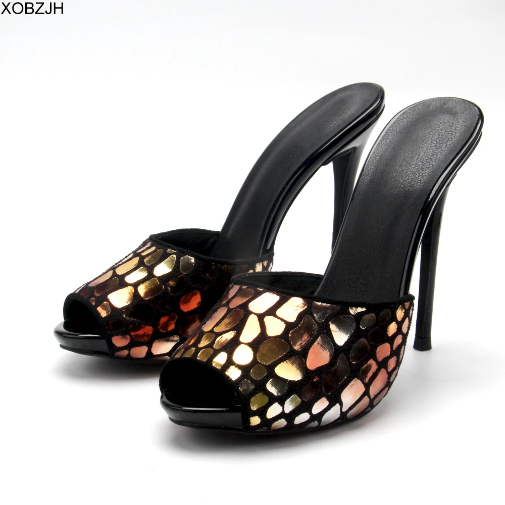 Дизайнерская обувь роскошные женские черные босоножки на высоком каблуке