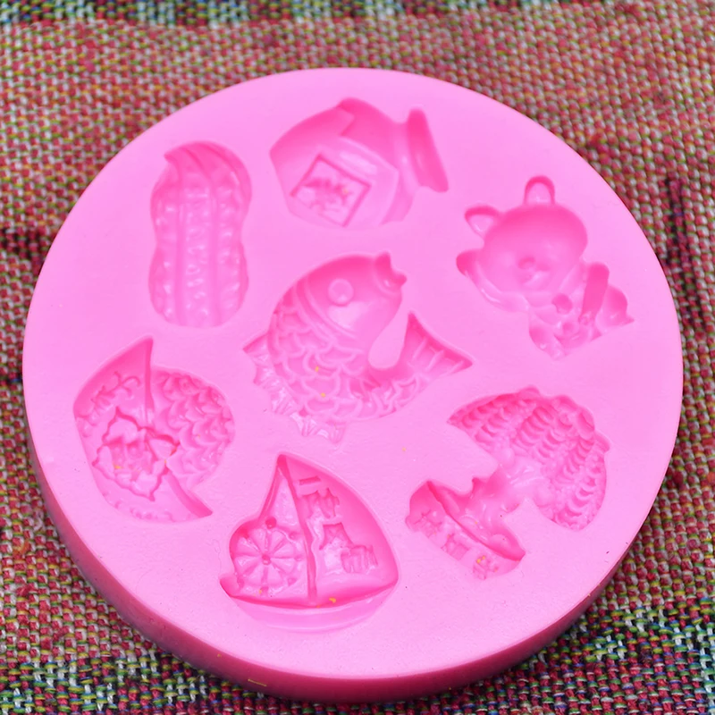Силиконовая форма для торта Лаки кошки арахиса рыбы конфеты помадка Шоколадное