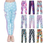 Брюки Детские хлопковые, эластичные, в полоску, на веснулето, леггинсы с рисунком единорога