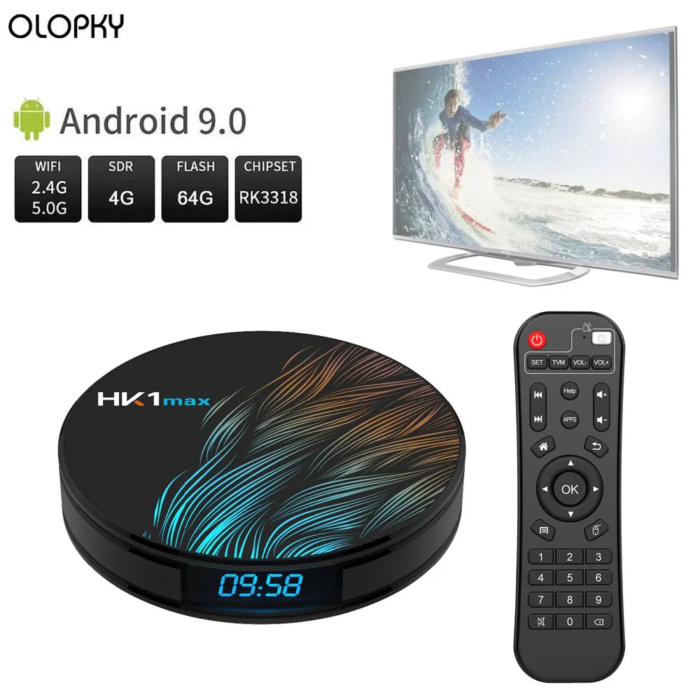 ТВ приставка HK1MAX RK3318 четырехъядерный процессор 2 4 ГГц Android 9 0 Wi Fi BT 4K медиаплеер 1080P